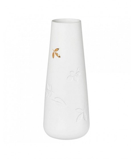 Vase en porcelaine - Feuilles dorées