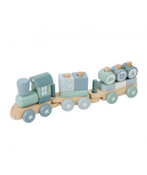 Trains à blocs en bois - Bleu