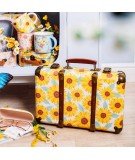 Grande valise vintage motif floral - Tournesols