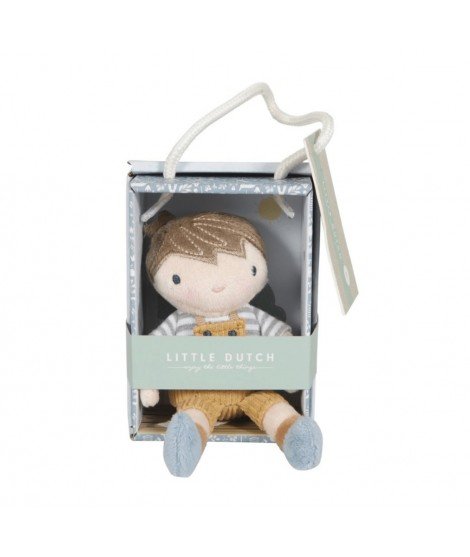 Petite poupée Jim dans sa boîte de la marque de jouets pour enfants, Little Dutch.