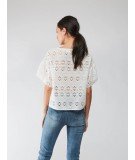 Top en broderie Anglaise Cherry - Blanc