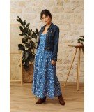 Robe bohème à motif floral bleu - Edana