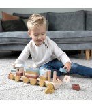 Trains à blocs en bois Pure et Nature de la marque de jouets pour enfants, Little Dutch.