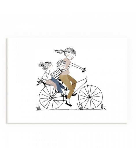 Affiche Balade à vélo Fille et Garçon - Format A4