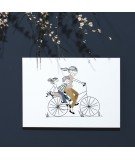Affiche Balade à vélo Fille et Garçon - Format A4