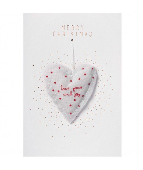 Carte de Noël avec boule - Coeur Merry Christmas
