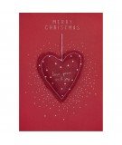 Carte de Noël avec boule Coeur Merry Christmas - rouge