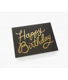 Carte d'anniversaire Happy Birthday et son enveloppe - Noir et or