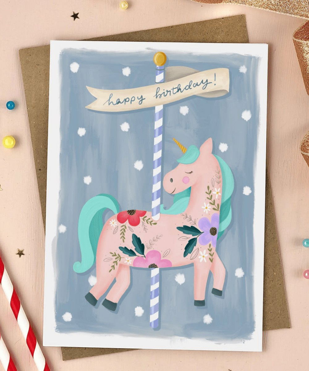 Carte D Anniversaire Happy Birthday Licorne Merci Leonie