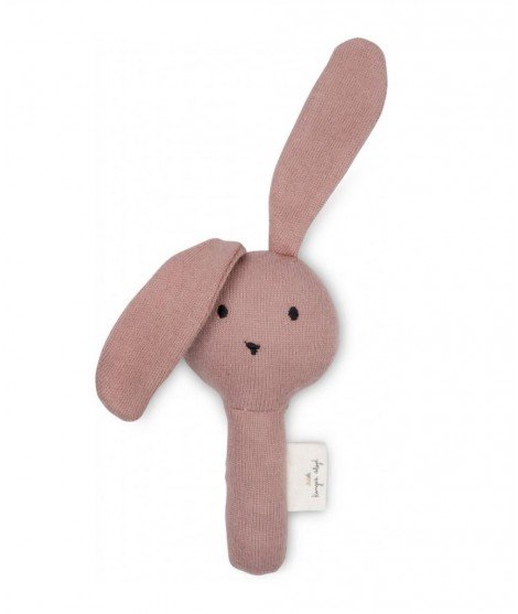 Hochet en coton biologique lapin - rose fawn - konges slojd - cadeau de naissance - jouet sensoriel - jouet motricié 