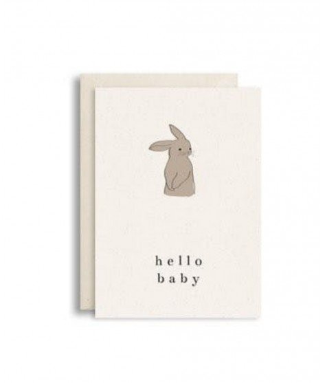 Carte de naissance Hello Baby représentant un craquant petit lapin !