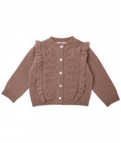 Gilet pour enfant en laine de mérinos Fiol de la marque Konges Slojd - Couleur Vieux rose