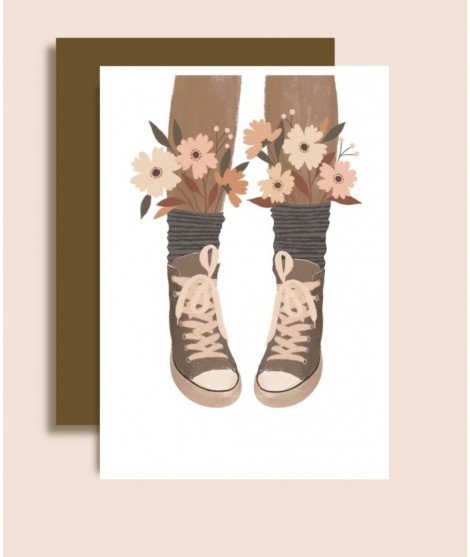 Carte postale avec enveloppe - baskets fleuries