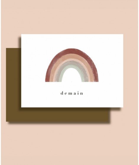 Carte postale avec enveloppe - Demain Arc-en-ciel -minimel - merci léonie