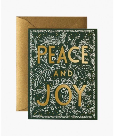 Carte de Noël - peace and joy Evergreen