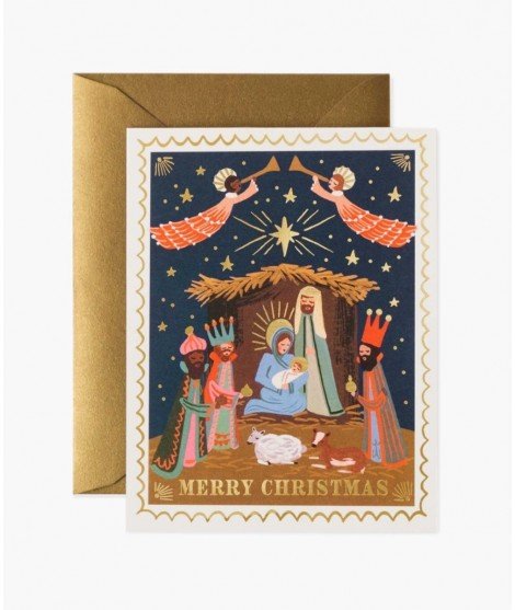 Carte de voeux - Merry Christmas Crèche