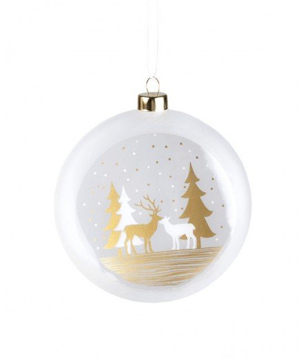 Grande boule de Noël avec un cerf et une biche avec illustration. De la marque de décoration Räder