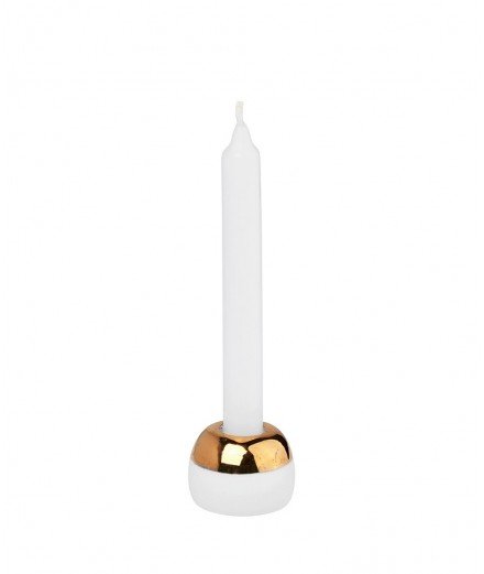 Mini bougeoir rond en porcelaine Blanc & Or de la marque de décoration Räder. Parfait pour Noël