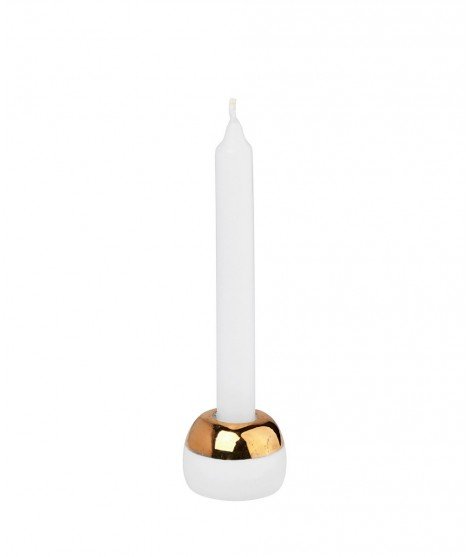 Mini bougeoir rond en porcelaine Blanc & Or de la marque de décoration Räder. Parfait pour Noël