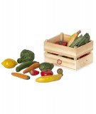 Cagette en bois miniature contenant différents légumes et fruits adaptés pour les personnages Maileg