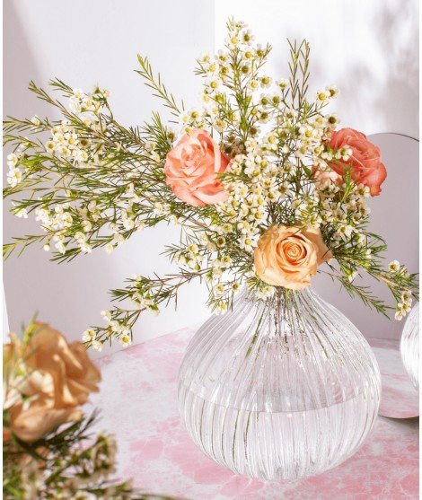 Grand vase rond en verre transparent de la marque de décoration anglaise Sass & Belle