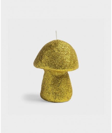 Bougie de Noël en forme de Champignon à paillettes dorées de la marque scandinave Klevering Amsterdam