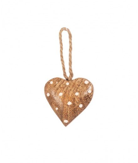 Décoration pour sapin de Noël en forme de Coeur en bois à pois de la marque anglaise Sass and Belle 