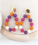 Boucles d'oreilles pendantes Rainbow avec des perles en acrylique et de la dorure à l'or fin 24 carats
