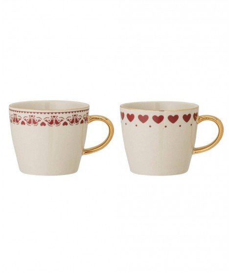 Set de deux mugs Jolly Oiseaux et Coeurs de la marque de décoration Bloomingville