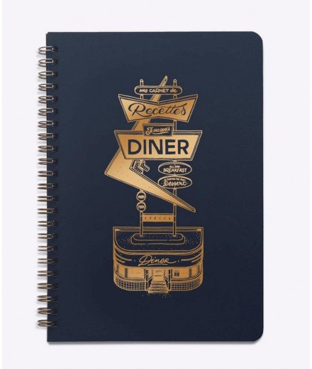 Carnet de recettes "Diner" bleu Marine de la marque française Les Editions du Paon.