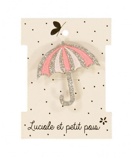 Broche Parapluie brodée et à paillettes de la marque Luciole et Petit Pois.