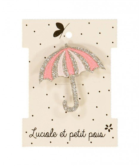 Broche Parapluie brodée et à paillettes de la marque Luciole et Petit Pois.