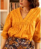 Blouse bohème Leelou en coton d'une belle couleur Jaune. Réalisée par la marque Garance.