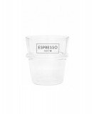 Tasse en verre à expresso illustrée du message "Enjoy" pour tous les amateurs de café
