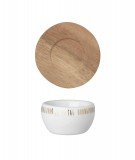 Coquetier minimaliste Bonjour réalisé en bois et en porcelaine par la marque de décoration Räder