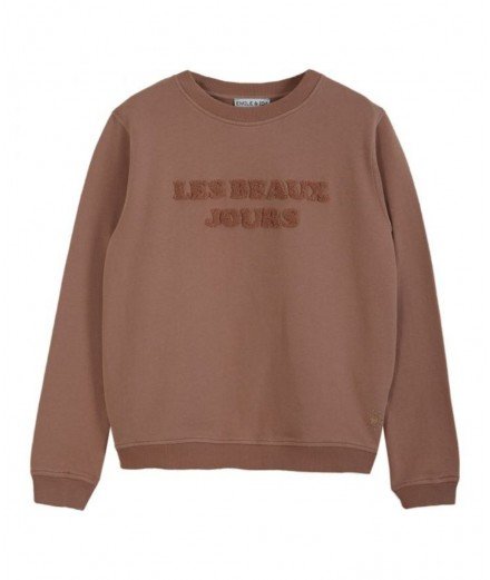 Sweatshirt en coton biologique modèle Les beaux jours coloris Terracotta par la marque française Emile et Ida