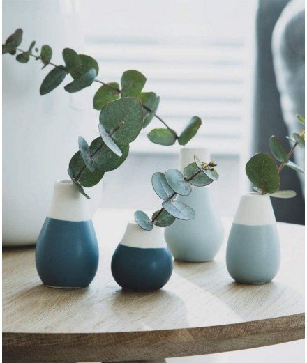 4 petits soliflores Bleu en porcelaine émaillée de la marque de décoration Räder