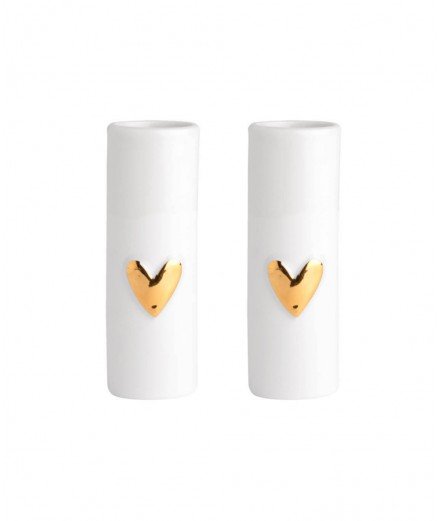 Set de 2 minis vases coeurs dorés en céramique de la marque de décoration Räder