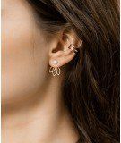 Boucles d'oreilles Puces Lotus Pêche de la marque Shlomit Ofir. Dorées à l'or fin 24 carats et pierres naturelles.