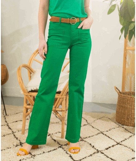 Pantalon à coupe wide Sonny vert de la marque française La Petite Etoile