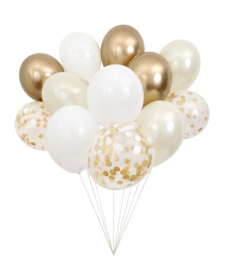 Set de 12 ballons Gold de la marque Méri Méri. Parfaits pour les anniversaires, les mariages ou les baby shower