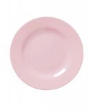 Petite assiette en mélamine de couleur rose de la marque Rice, idéale en vaisselle pour enfant ou de camping 