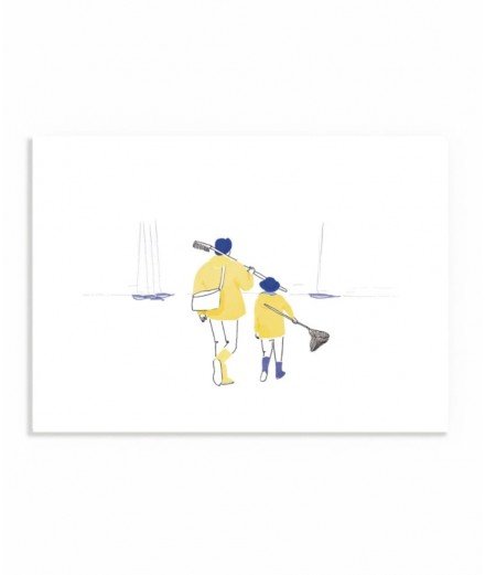 Affiche la Pêche à pied Papa et enfant au format A4 par la créatrice française My Lovely Thing