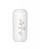 Petit vase en céramique blanche avec des branches dorées en motif. De la marque décoration Räder.