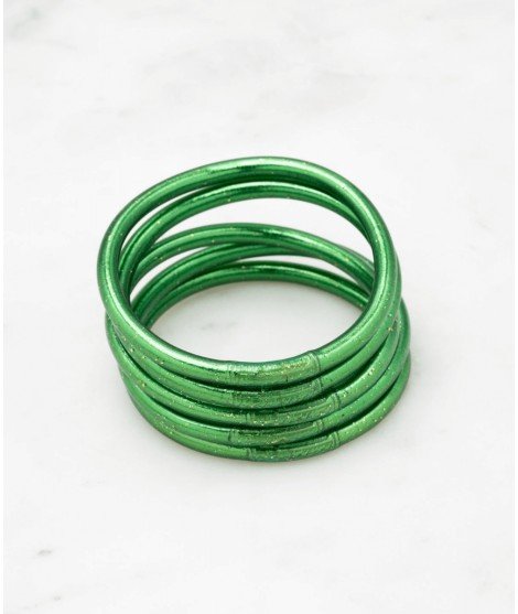 Bracelet bouddhiste épais avec mantra d'une belle couleur Vert paon