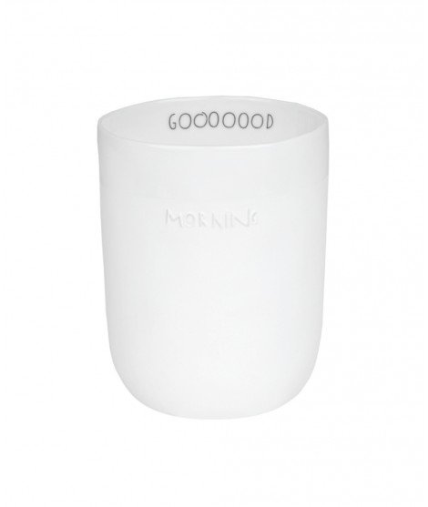 Mug en porcelaine blanche de la marque de décoration Räder. Il présente le message Good Morning et a une contenance de 400 mL.