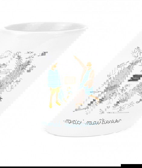Pot à crayons en céramique blanche Merci Maitresse présentant une jolie illustration de la creatrice française By. Bm Pot à crayons en céramique blanche Merci Maitresse présentant une jolie illustration de la creatrice française By. Bm