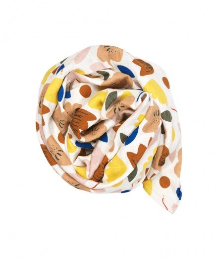 Maxi Lange en coton biologique de 120 cm avec le joli motif Flowers de la marque scandinave Fabelab