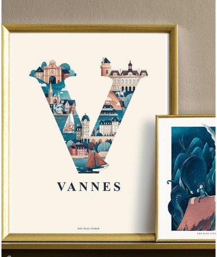 Affiche V comme Vannes de la marque française Eor Glas Studio