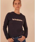 Sweatshirt en jersey de coton biologique La Bohème couleur Bitume de la marque française Emile & Ida